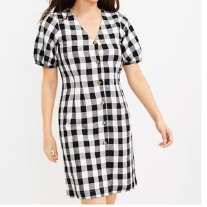 Loft Gingham V- Neck Dress